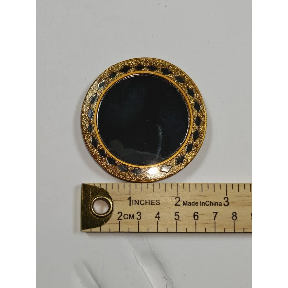 Vintage Twos Company Hand Held Gold Tone Compact Mirror Diamond Set Of Two